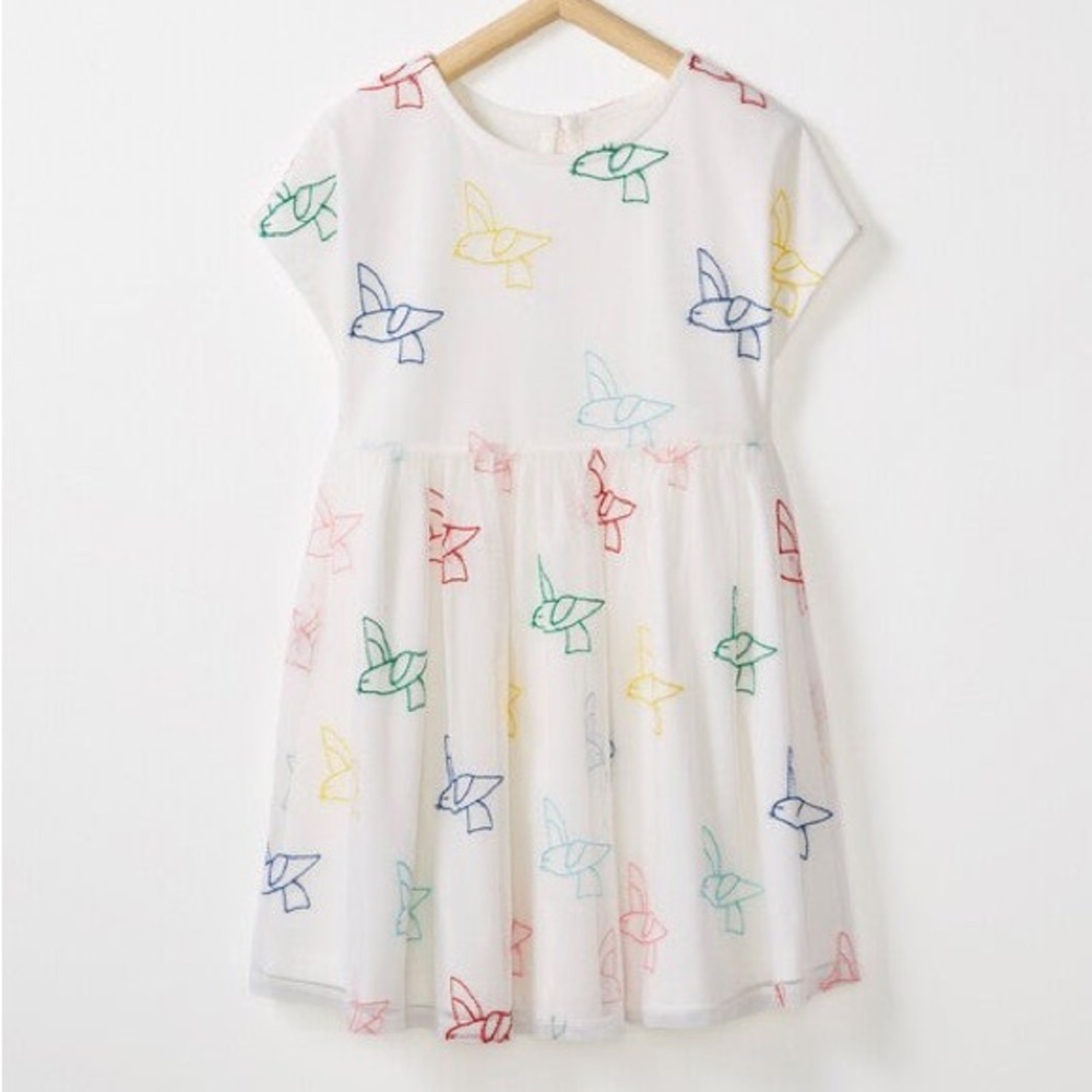 Worn ONCE Hanna Andersson Girls Bird Soft Tulle Dress SZ 10
